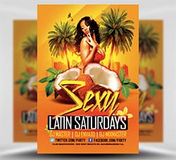 性感拉丁舞会海报/传单模板：Sexy Latin Tuesdays Flyer Template